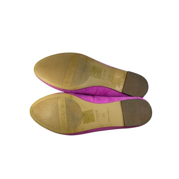 J.Crew Bow Loafers Intense Pink Womens 8.5 Faux Suede Slip On Shoes EUC - Picture 10 of 11